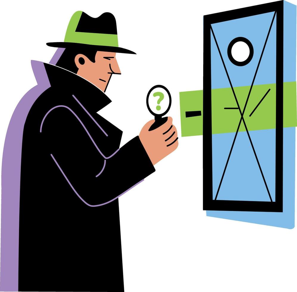 A flat illustration of detective solving mystery vector