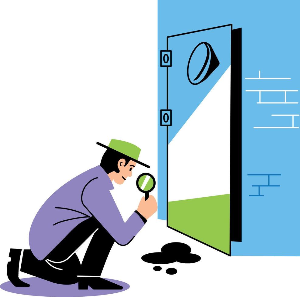 Forensic investigator finding clues, flat style illustration vector
