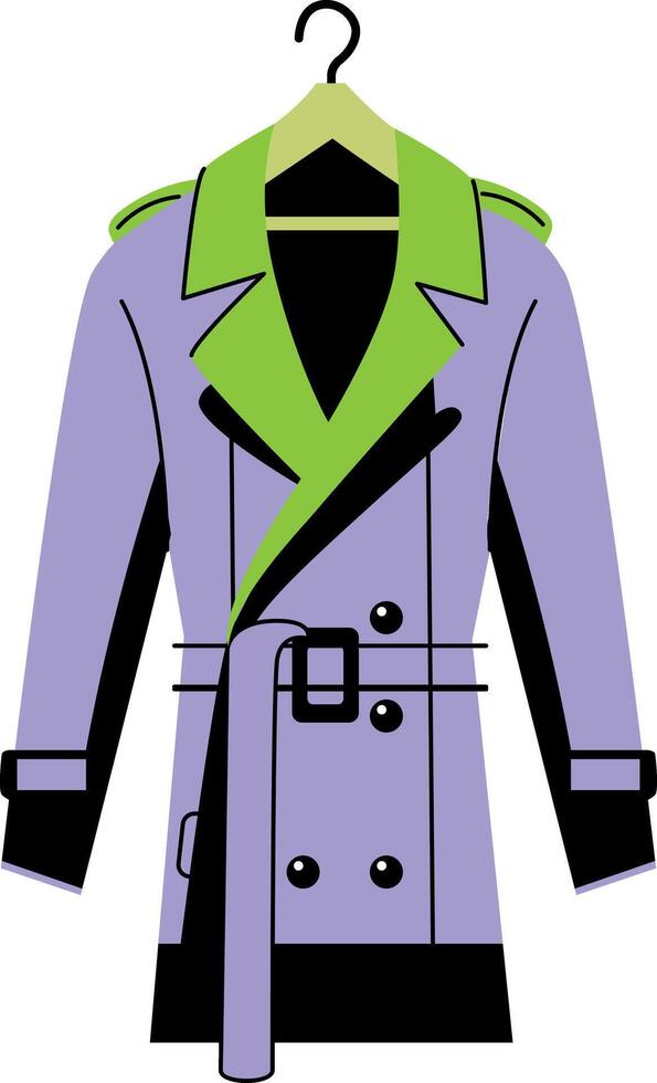 Detective trenchcoat illustration in flat style vector