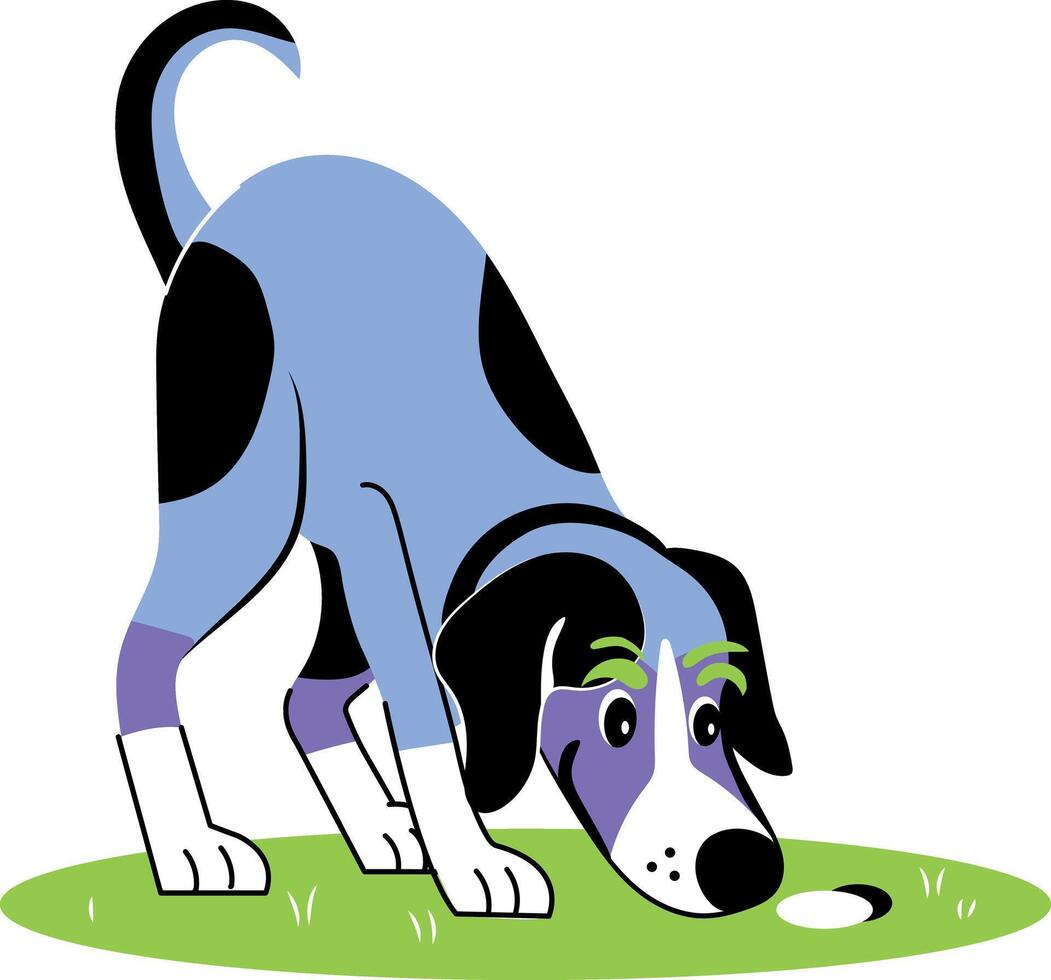 Detective dog sniffing criminal smell, flat style illustration vector