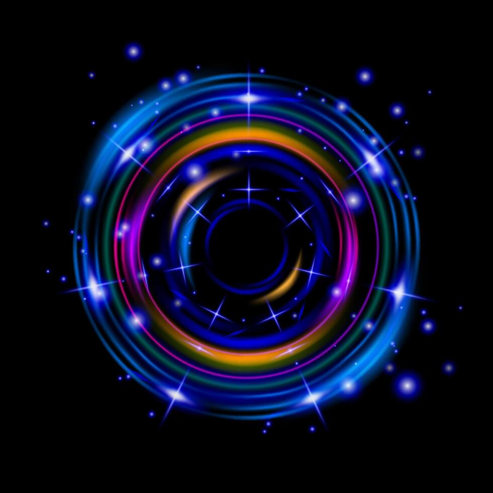 Shining circle. Magic, cosmic, neon object. Design element for flyers, banners, websites, posters. Glow, stars vector