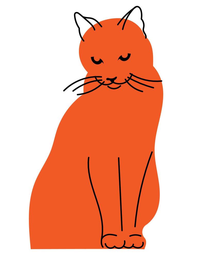 Orange cat. Avatar, badge, poster, logo templates, print. illustration of cat in flat cartoon cartoon style vector