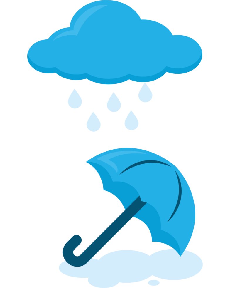 Blue umbrella and rain cloud icon isolated png