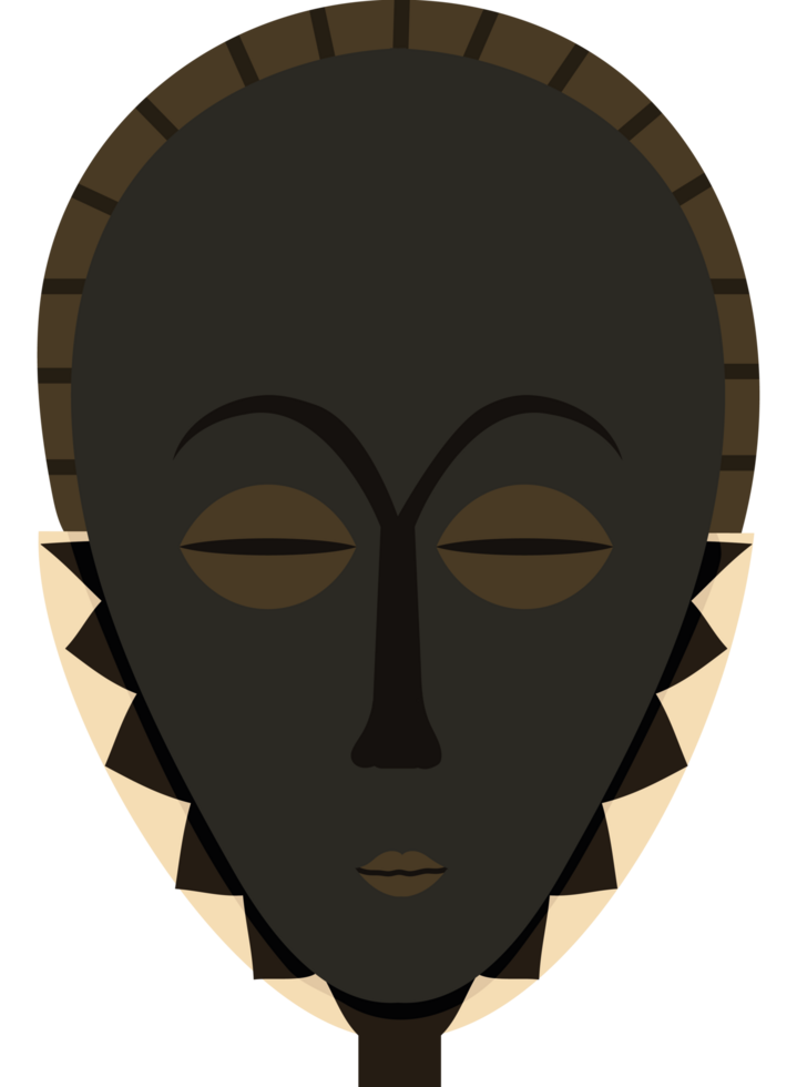 nigerian mask with black and white details icon isolated png
