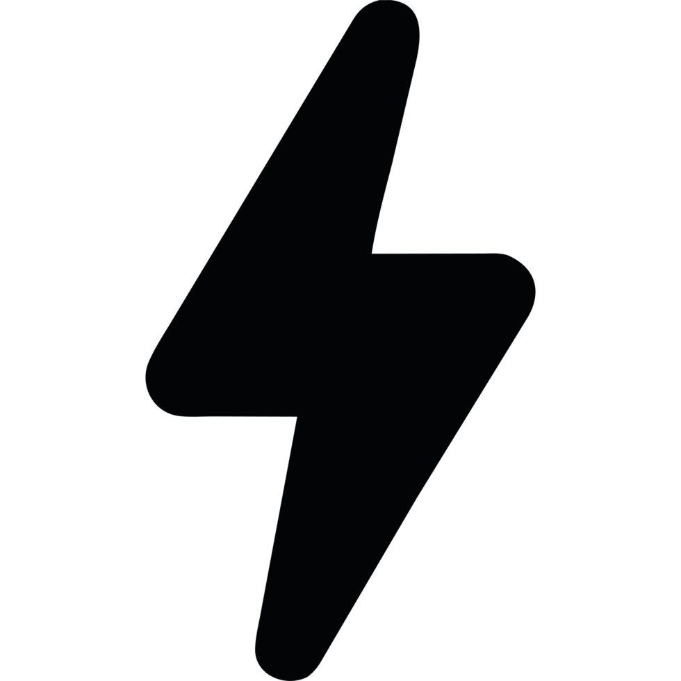 Black lightning bolt icon isolated png