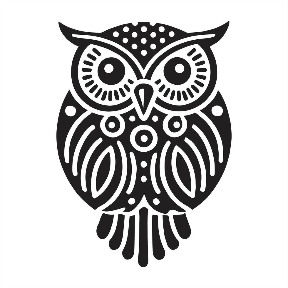 An owl is shown in a black and white design vector