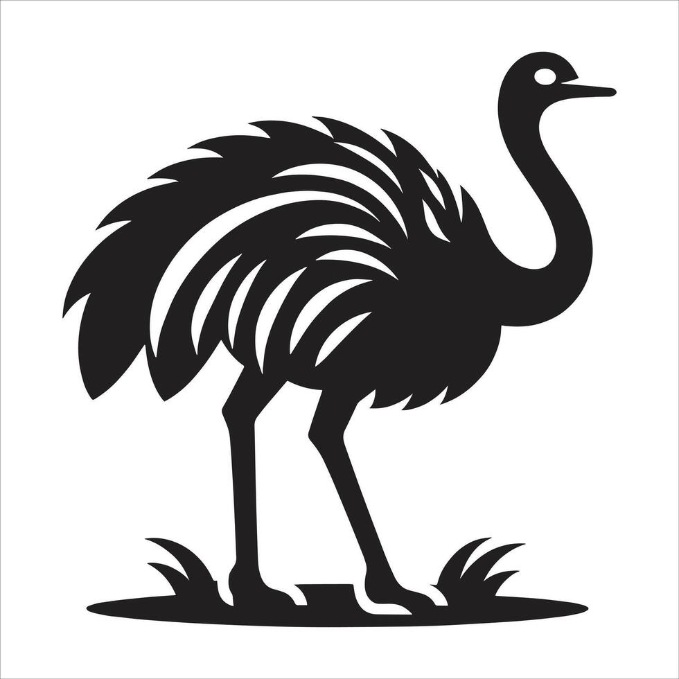 An ostrich silhouette is shown on a white background vector