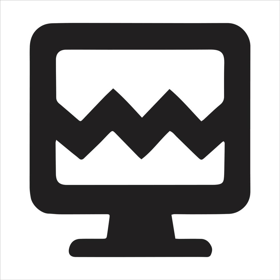 A black and white icon of a computer monitor vector