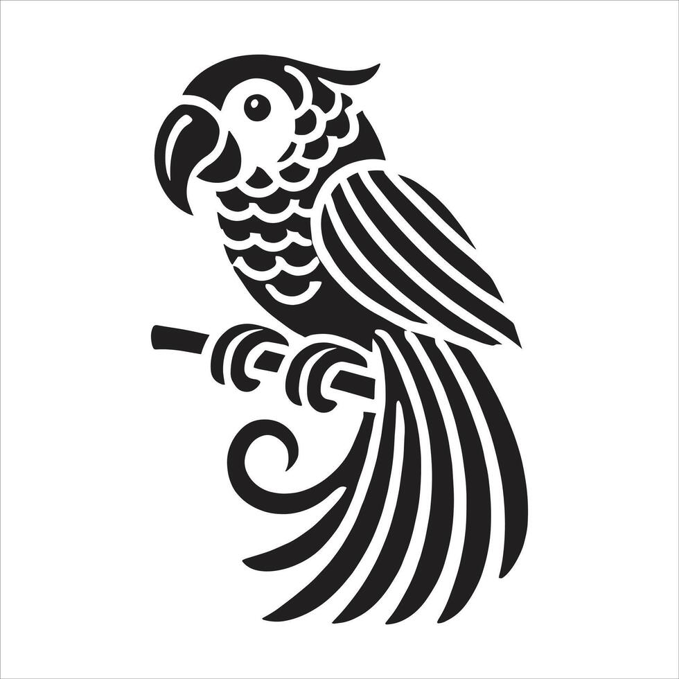 illustration of a parrot on a branch vector