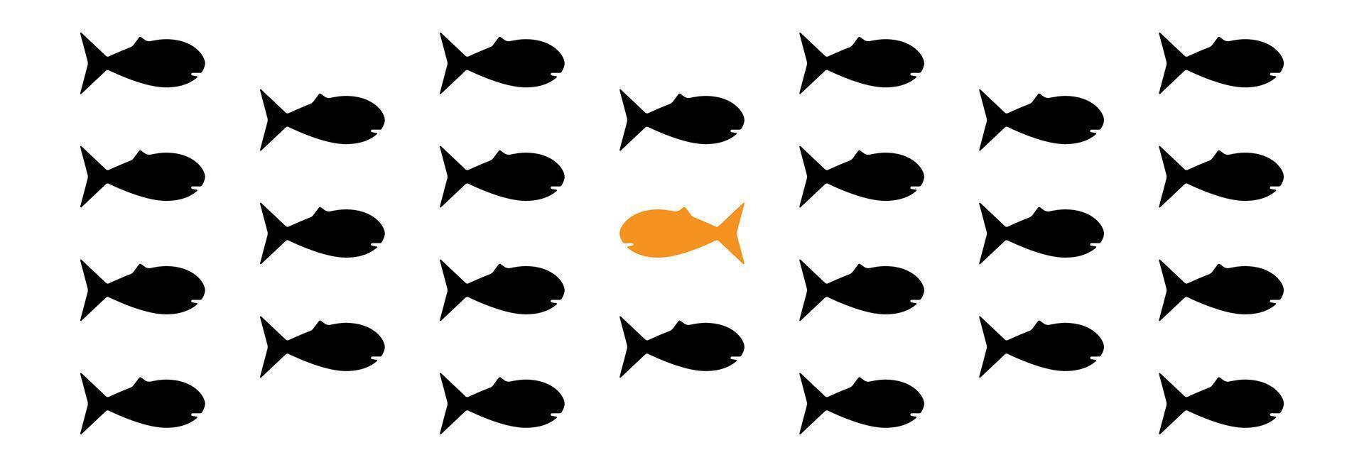 Fish swimming against the current. vector