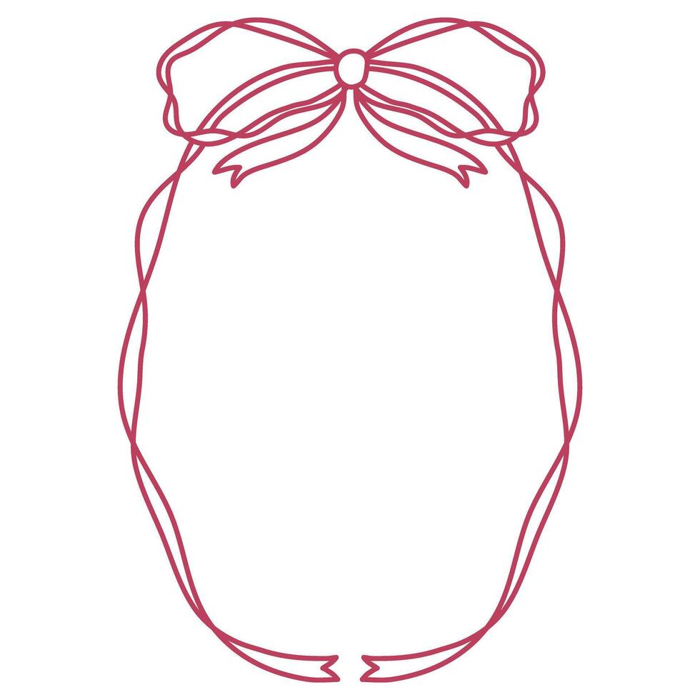 Vintage Ribbon Frame isolated on white background. Elegant outline hand drawn Bow for wedding,banner, poster, anniversary, cards, party, invitations. Coquette doodle design. vector