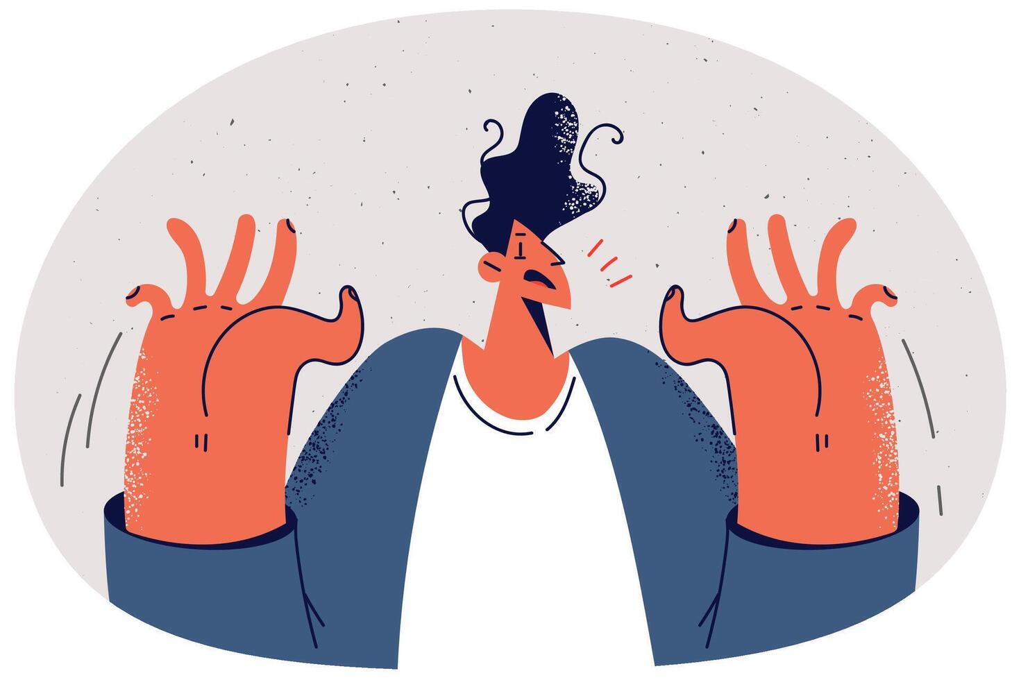 Scared man rise hands up vector