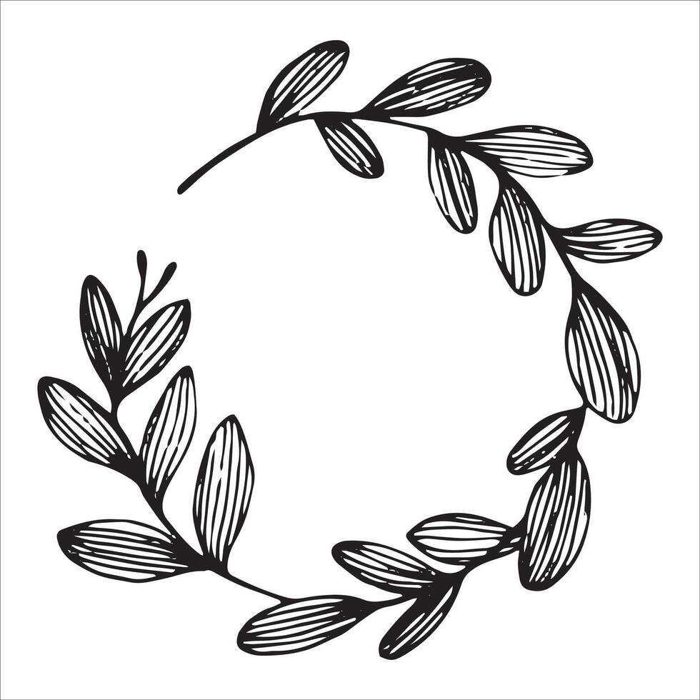 wreath leaves, simple illustration in sketch vector