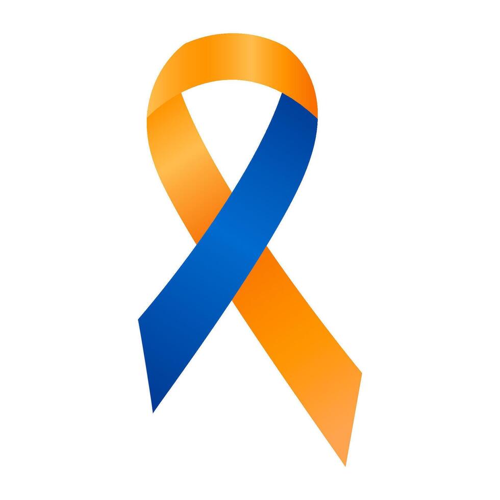 Orange and blue ribbon awareness Dry Drowning. Isolated on white background vector