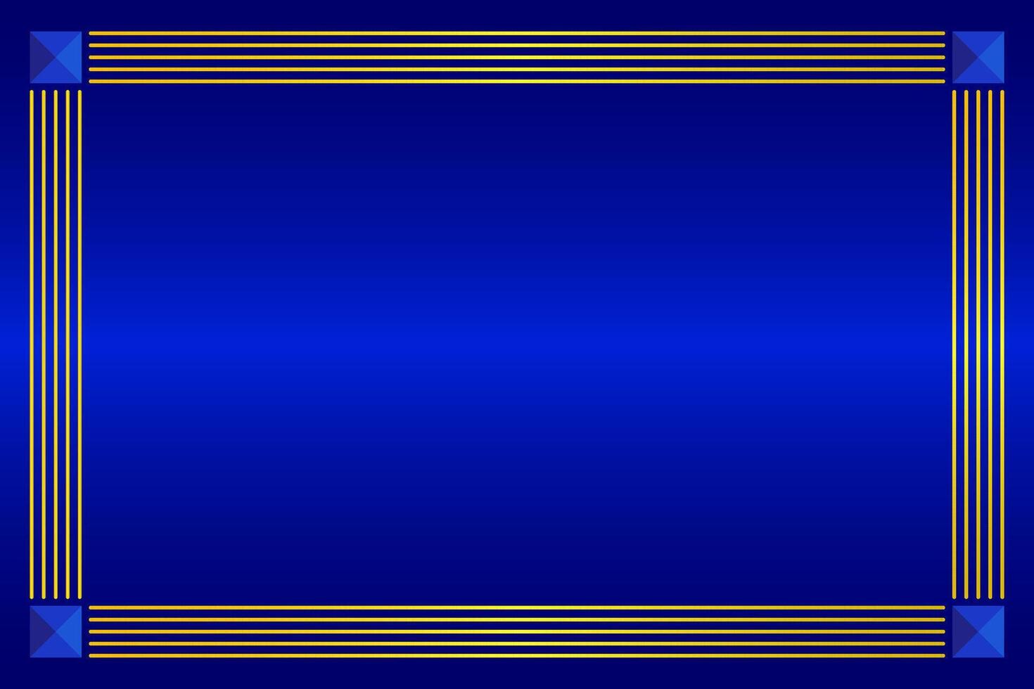 luxury blue color background, abstract background border frame blue and gold color. vector