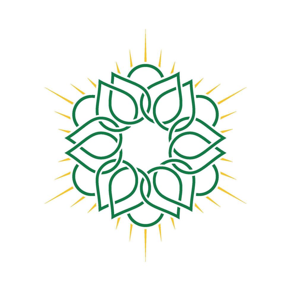 Green Line Ornamental Flower Logo Template Illustration Design. EPS 10. vector