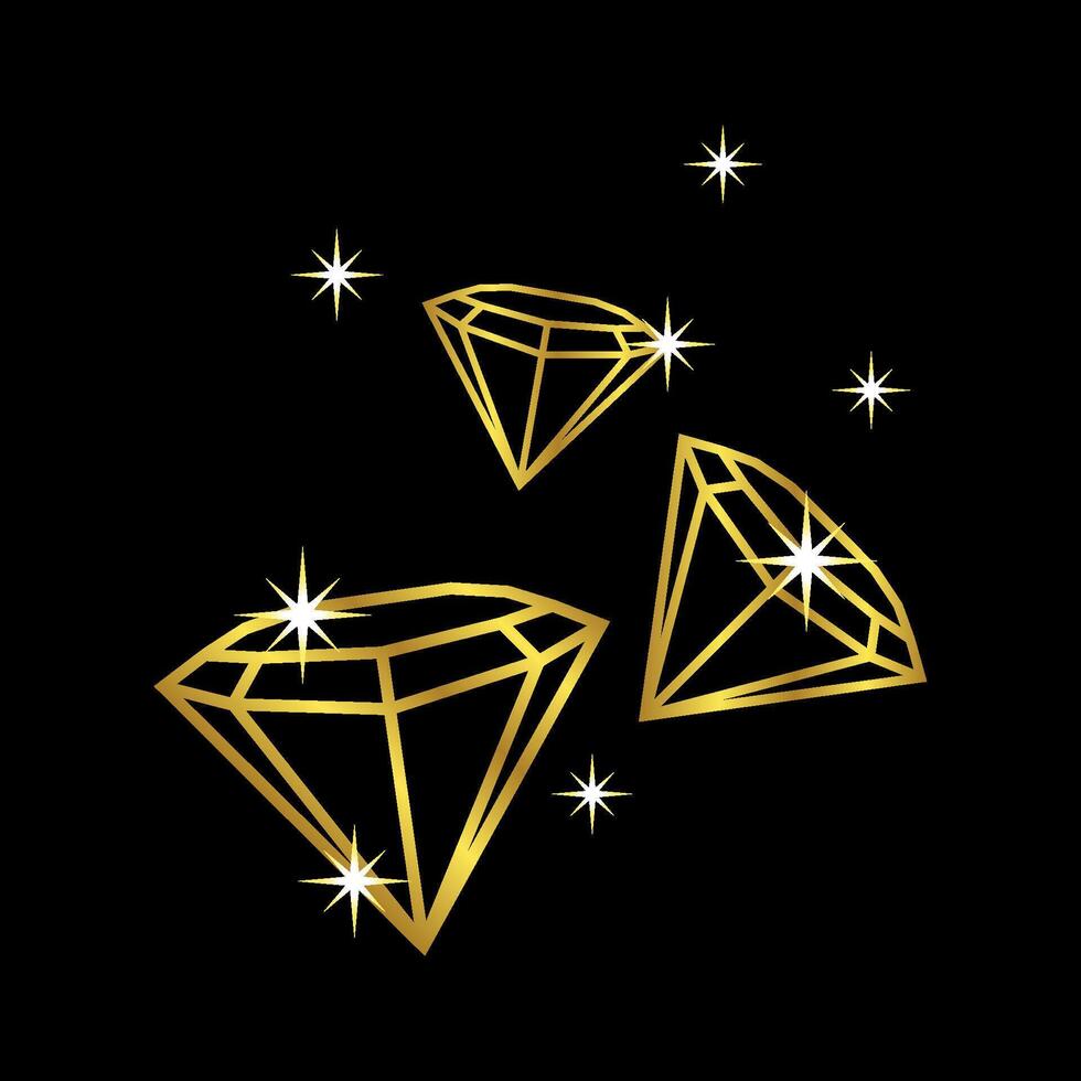 Gold Diamond Black Background Logo Template Illustration Design. EPS 10. vector