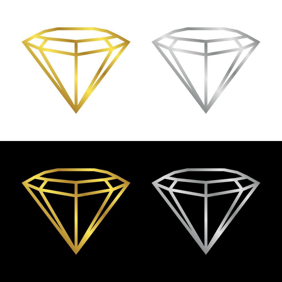 Gold and Silver Diamond Logo Template Illustration Design. EPS 10. vector