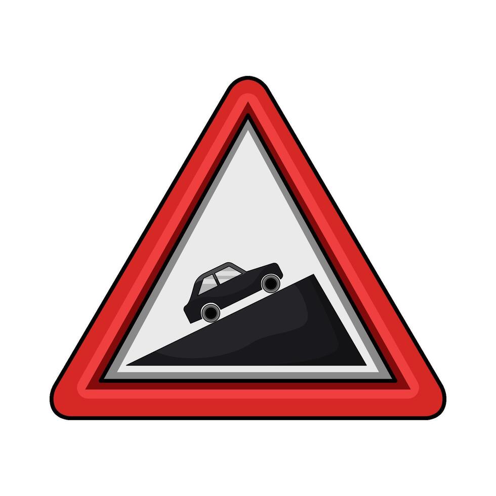 illustration of Steep Hill Sign vector