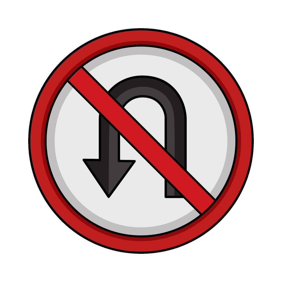 illustration of No U Turn Sign vector