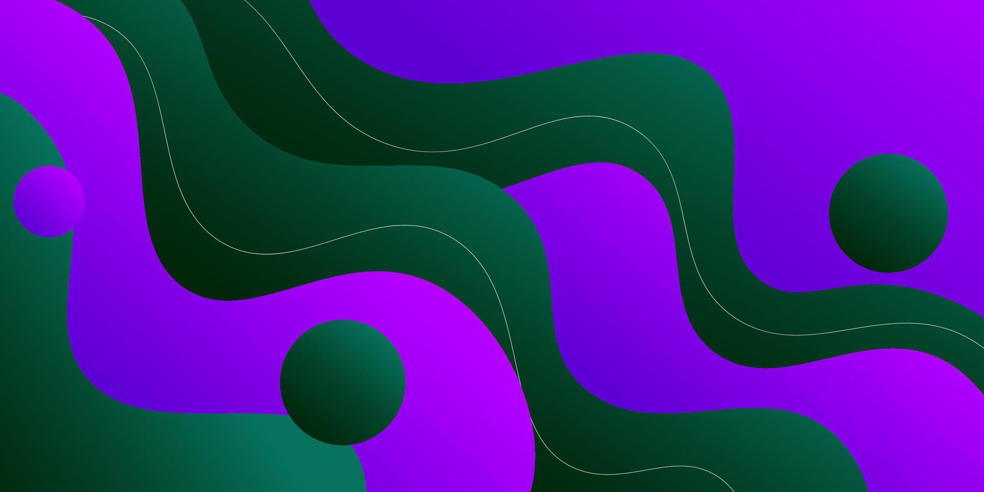 Simple green and purple geometric business banner with wave design in the background. Creative banner design with wave shapes and lines as a template. Simple horizontal banner. Eps10 vector