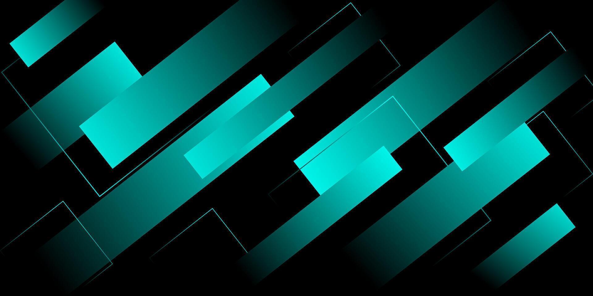 Abstract dynamic tosca green gradient illustration background with simple 3D shadow rectangle view. Futuristic and luxury design on dark background. eps10 vector