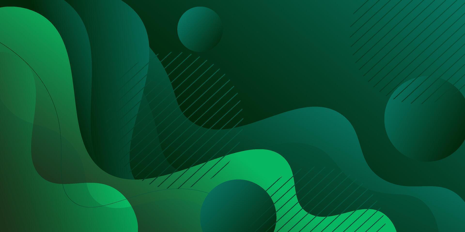 Green geometric business banner design. Creative banner design with wave shape and background with circle as template. Simple horizontal banner. Eps10 vector