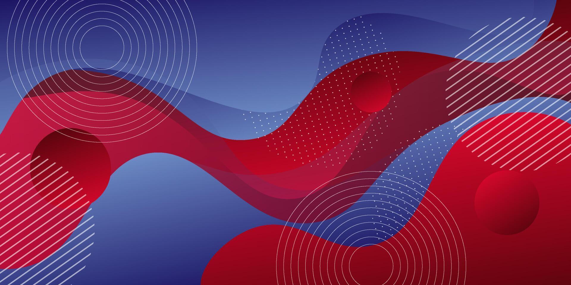 Red and blue geometric business banner design. Creative banner design with wave shapes and lines on colored background for template. Simple horizontal banner. eps10 vector