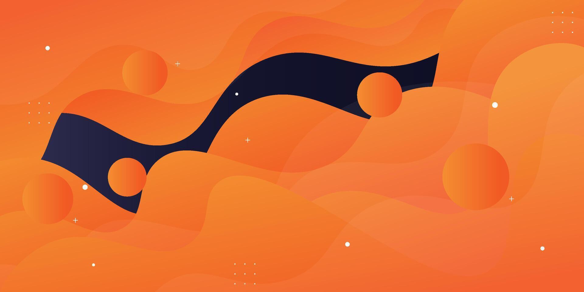Modern wavy orange textured background design in 3D style with dynamic orange vector