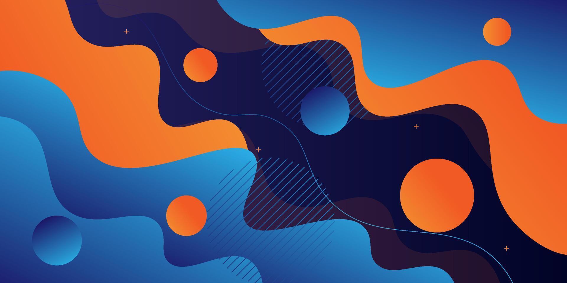 Modern blue and orange geometric business banner design. Creative banner design with wave and line shape as template. Simple horizontal banner. Eps10 vector
