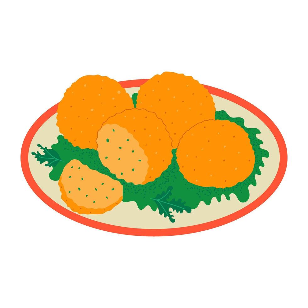 Falafel balls. Traditional Middle Eastern fast food. Hand drawn illustration. vector