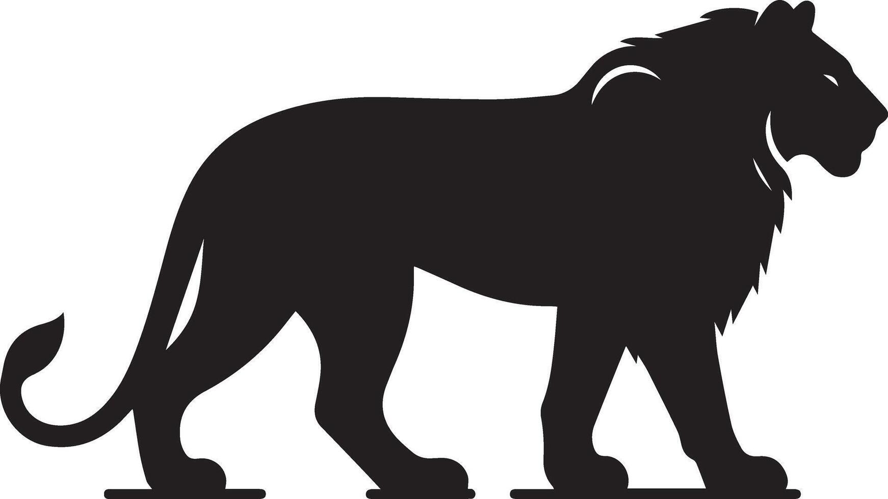 Black and White Lion Silhouette vector