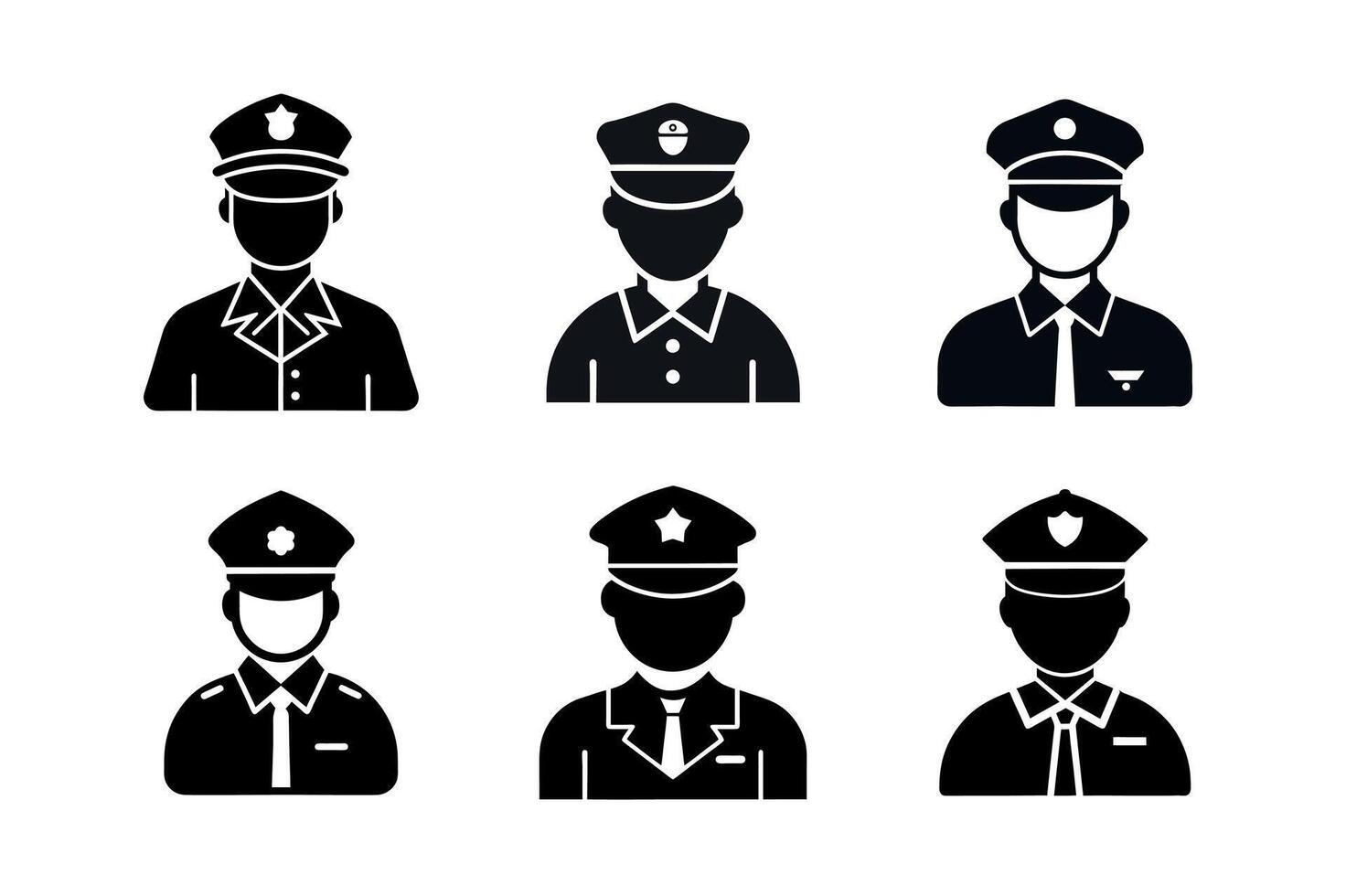 police silhouette icon set design vector