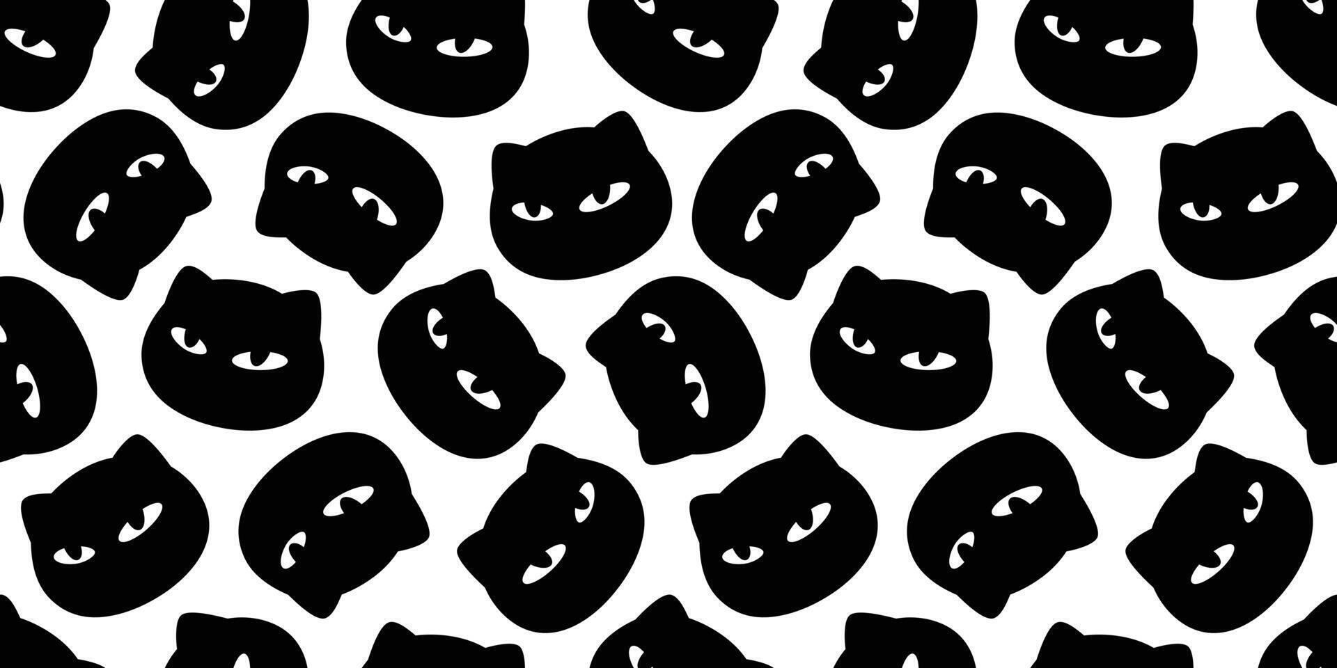 cat seamless pattern black kitten face head calico neko pet cartoon doodle gift wrapping paper tile background repeat wallpaper scarf isolated illustration design vector