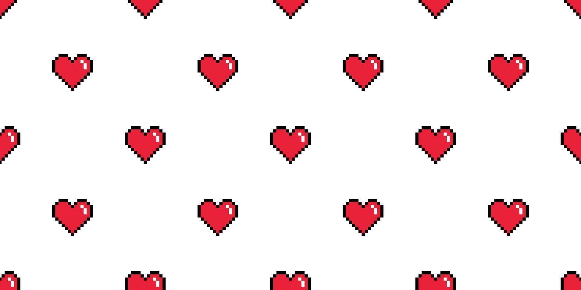 heart seamless pattern pixel valentine tile background gift wrapping paper repeat wallpaper cartoon doodle red illustration isolated design vector