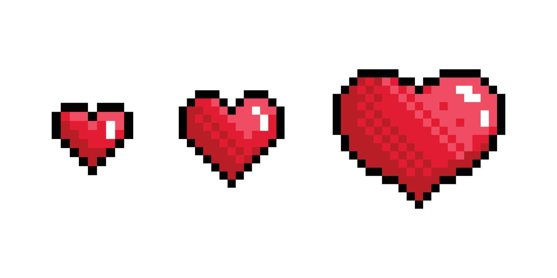heart valentine pixels icon logo cartoon character symbol doodle illustration symbol clip art red isolated vector