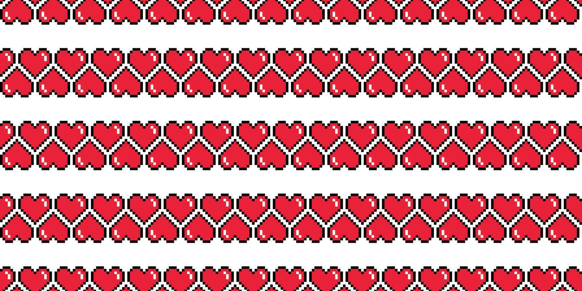 heart seamless pattern pixel valentine tile background gift wrapping paper repeat wallpaper cartoon doodle red illustration design isolated vector