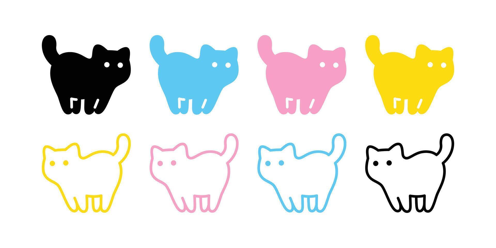 cat kitten icon munchkin calico cartoon character pet doodle pastel color symbol illustration isolated design clip art vector