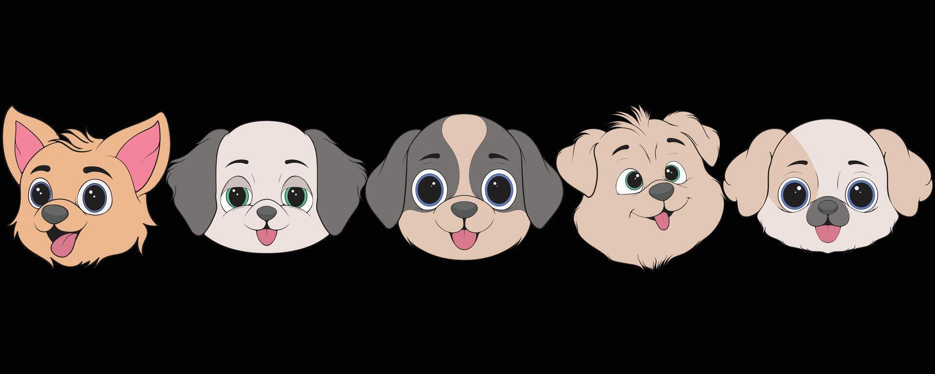 bundling set cartoon dog faces with different expressions vector