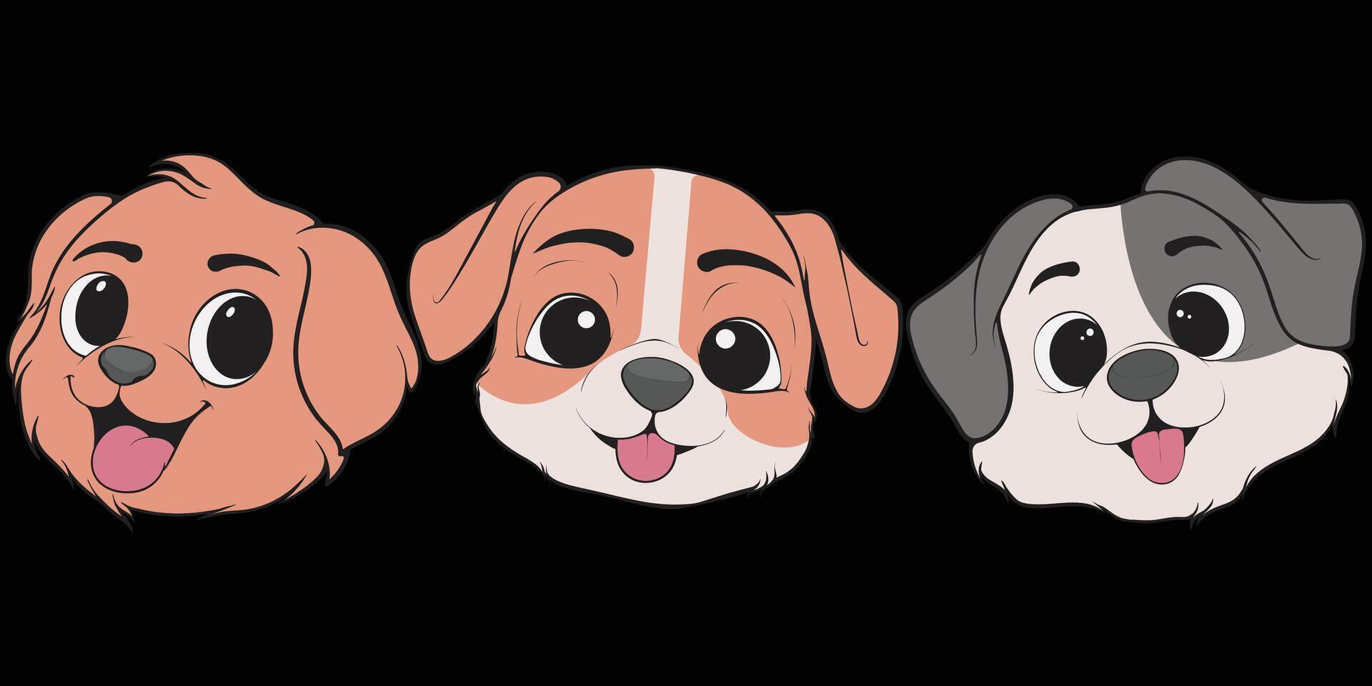 bundling cartoon dogs with different expressions vector