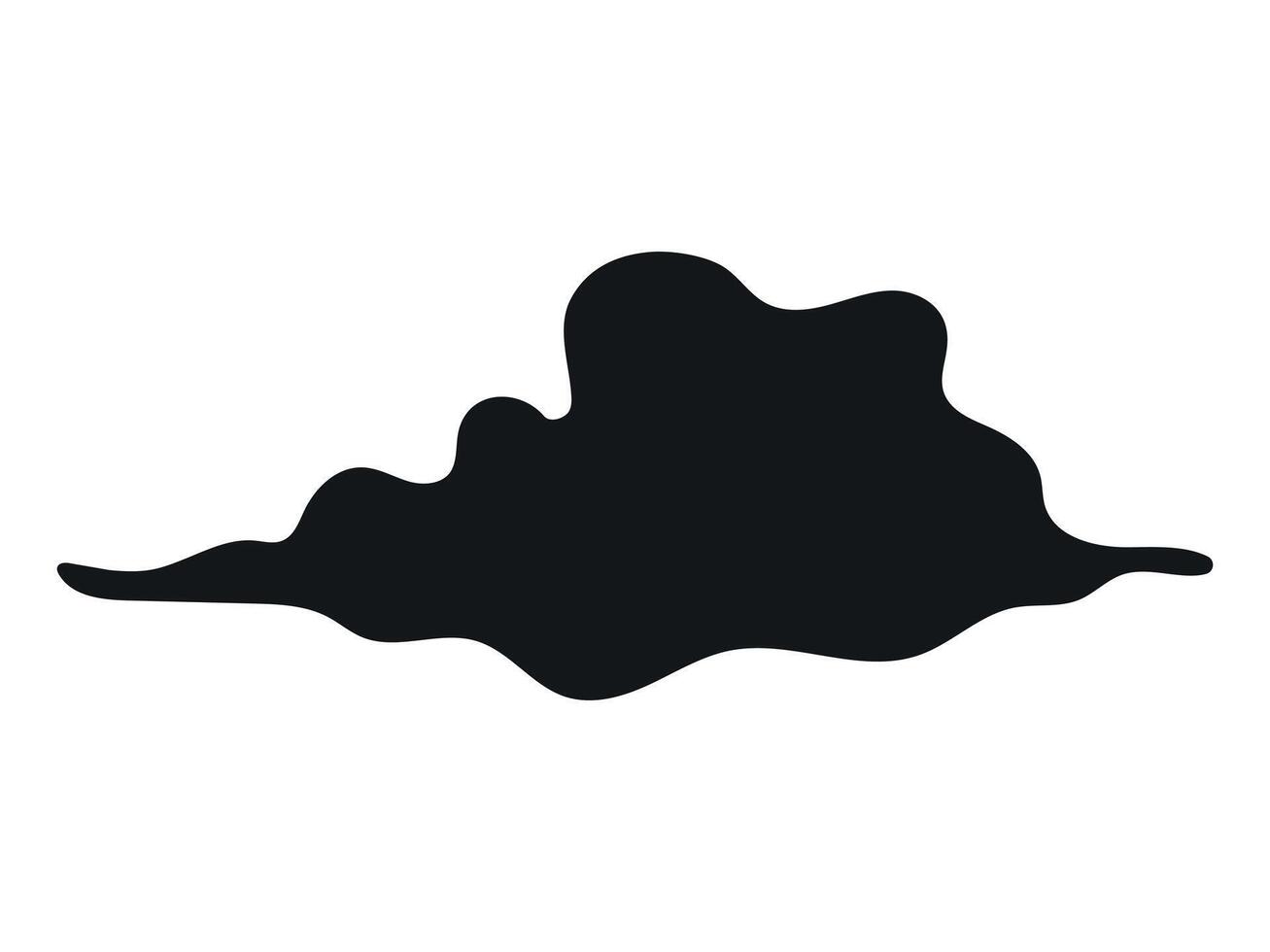 Black Silhouette of a Cloud Isolated on White Background. Concept of Weather Icon, Minimalist Cloud Design, Abstract Shape, Graphic Art, Natural Element, Simple Illustration, Digital Design vector