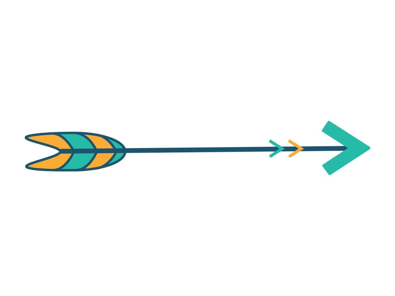 Rustic bohemian tribal arrow with ethnic ornaments isolated on white background. Concept of archery sports, ancient hunting tool, and cultural design inspired by Indian, African, Aztec traditions vector
