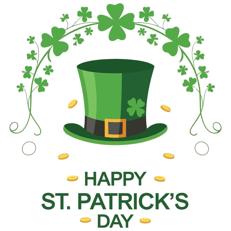 St patricks day background with hat and coins vector