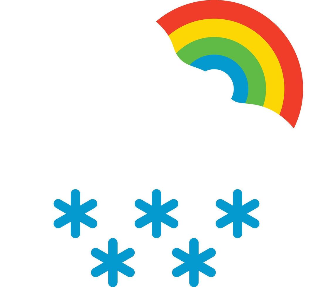 A rainbow and snowflakes are shown in the background vector