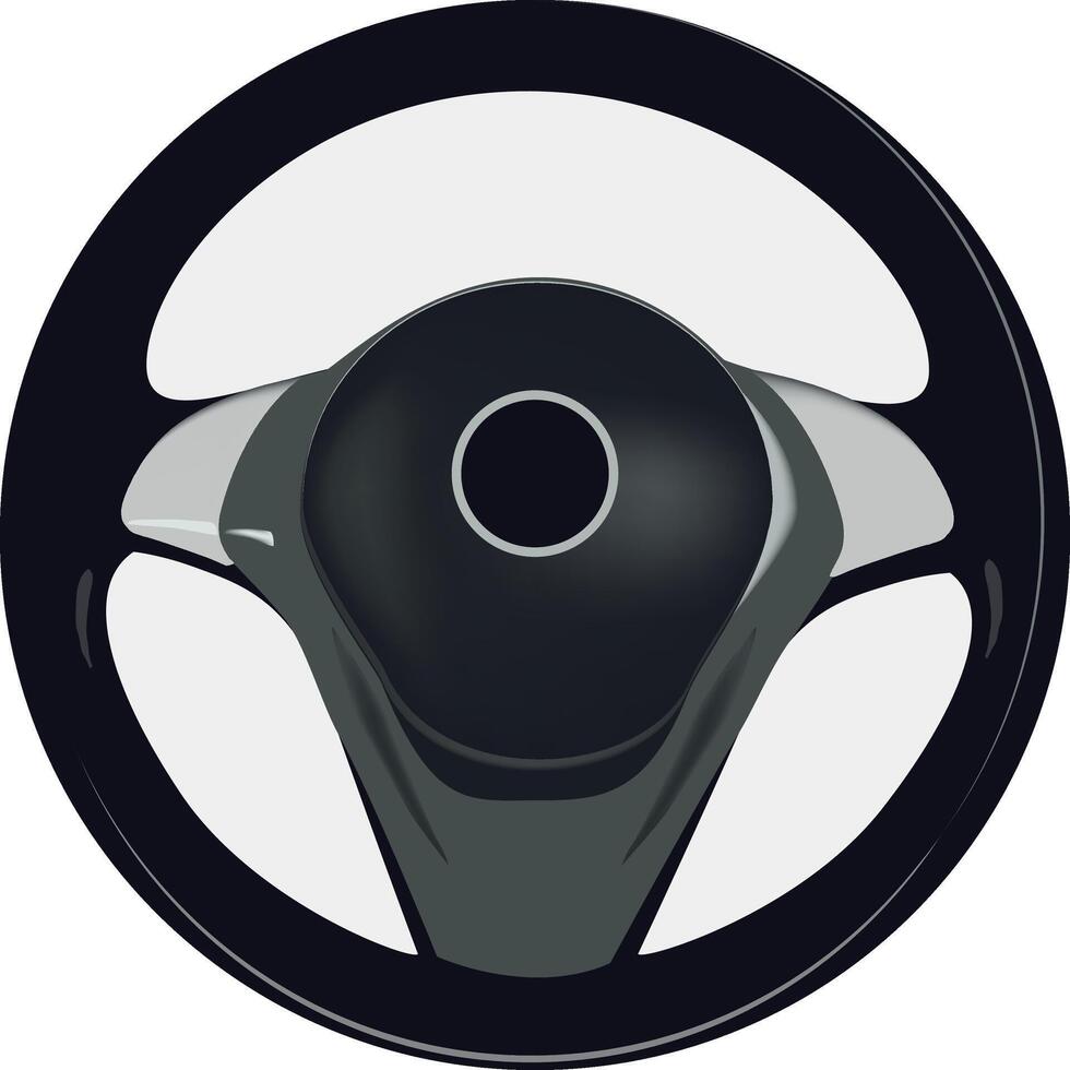 A black and white car steering wheel on a white background vector