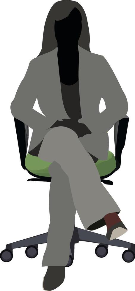 A woman sitting in an office chair vector
