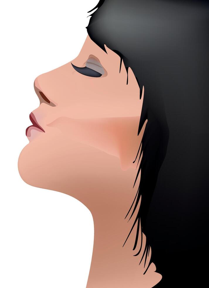 A woman's profile with her eyes closed vector