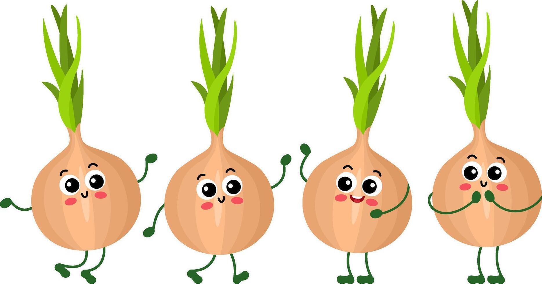 Set of funny onion in different positions vector