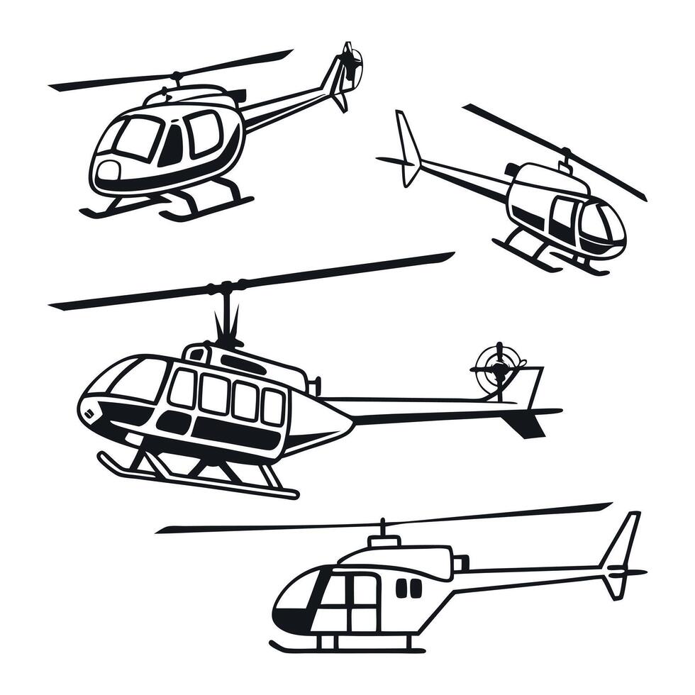 Hovercraft in Action Helicopter Set vector