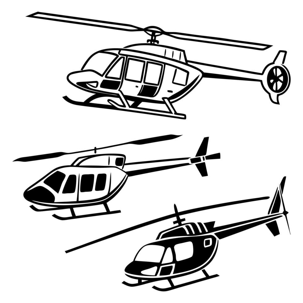 Helicopter in Motion Set vector
